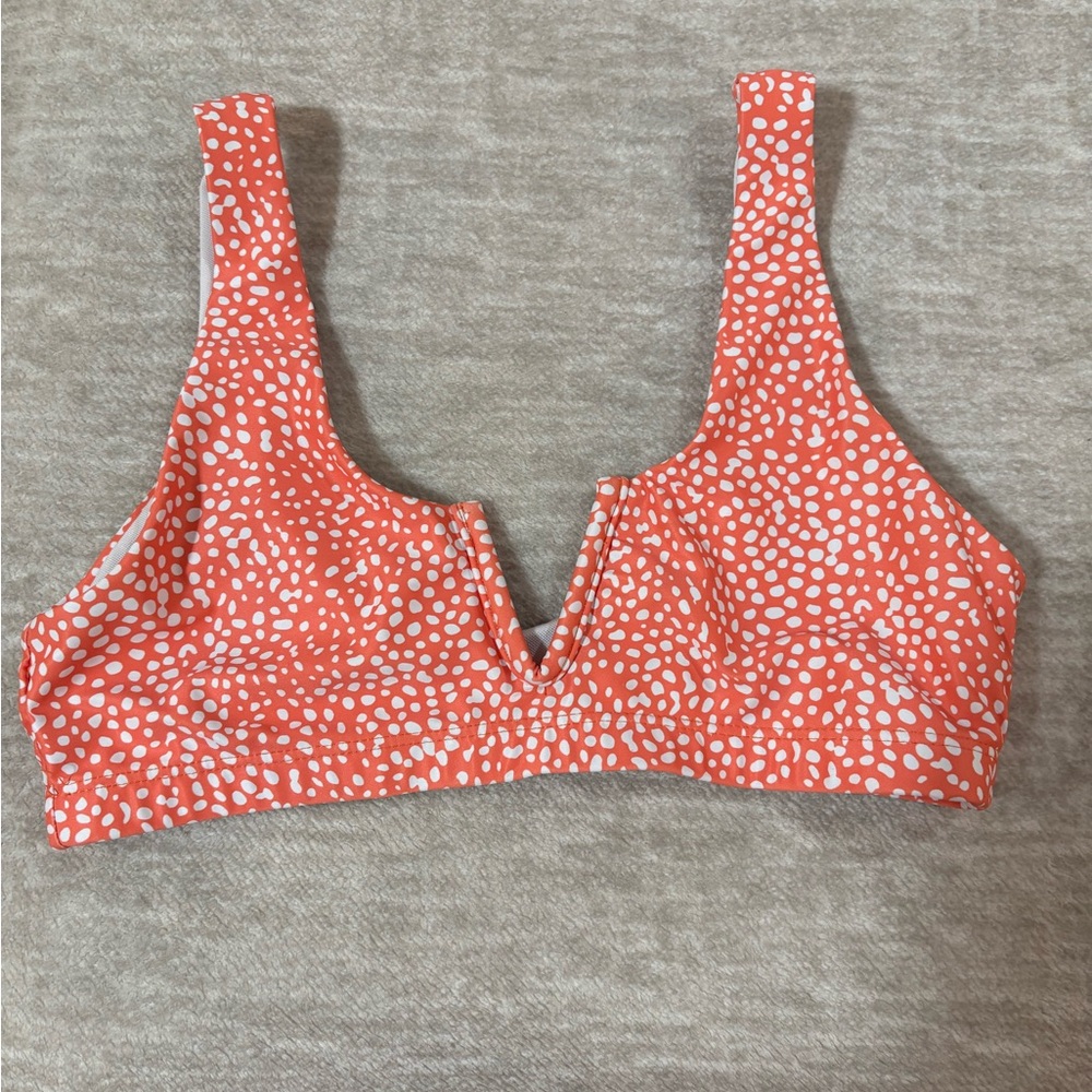 SHEIN Orange and White Bikini Top